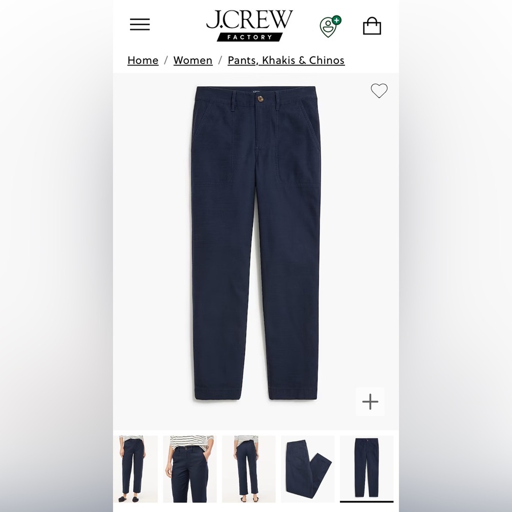 J.Crew Factory Cotton Camp Pant Navy NWT